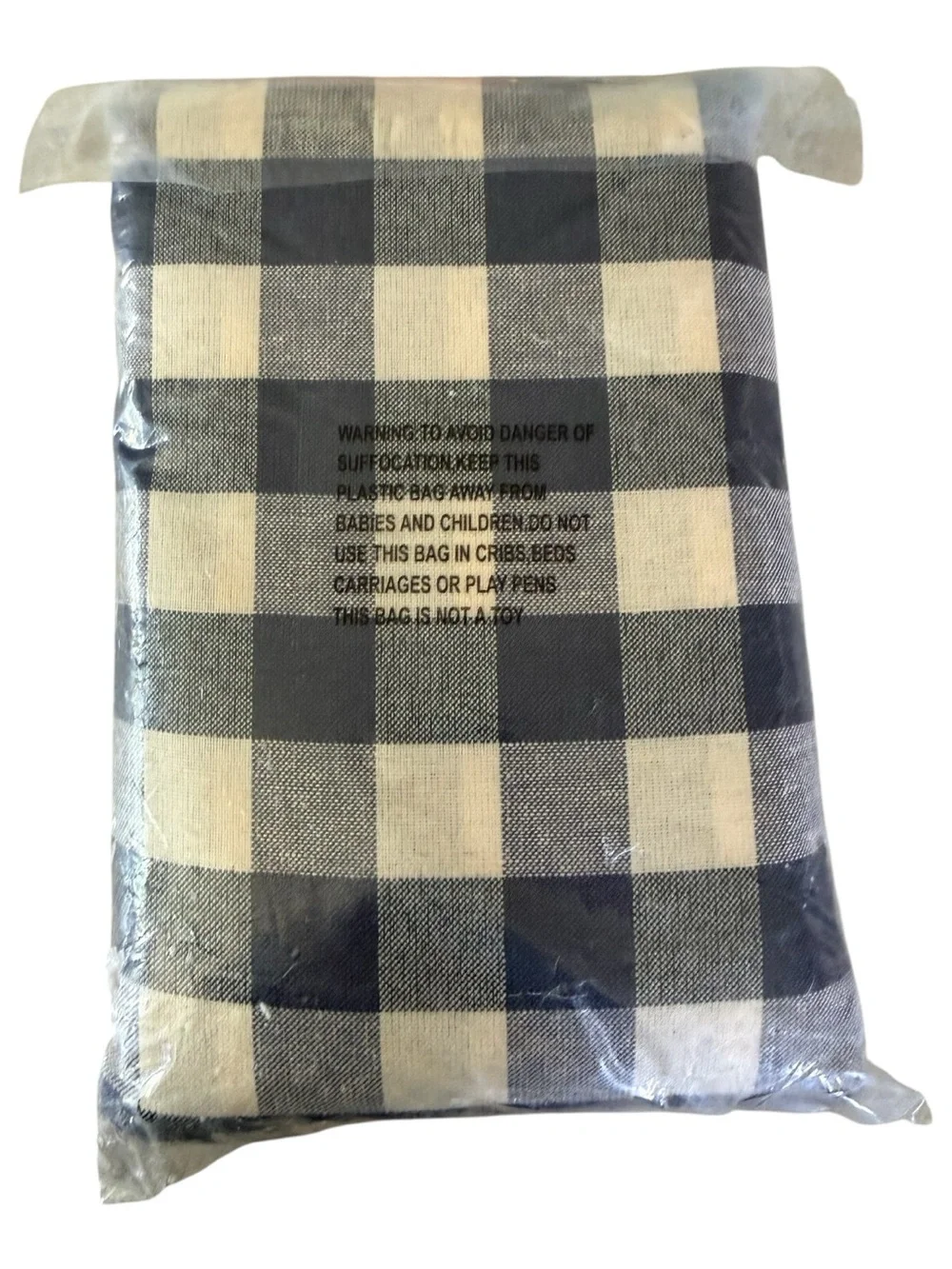 Navy Buffalo Check French Door Curtain Panel 54x72 With Tieback
